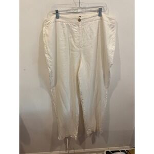 JONES NEW YORK Plus Size Women's Linen Wide Leg  Pants White 18W